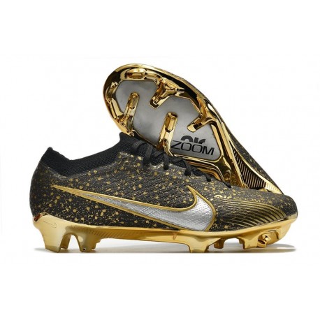 Nike Air Zoom Mercurial Vapor 15 Elite FG Svart Guld Silver