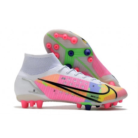 Nike Fotbollskor Superfly 8 Elite Ag Dragonfly - Vit Silver Mörklila