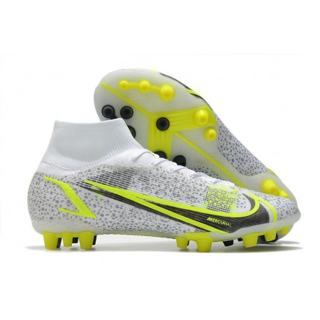 Nike Fotbollskor Superfly 8 Elite Ag Silver Safari - Vit Svart Silver Neon