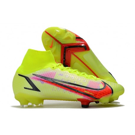 Nike Mercurial Superfly VIII Elite FG Volt Svart Bright Crimson