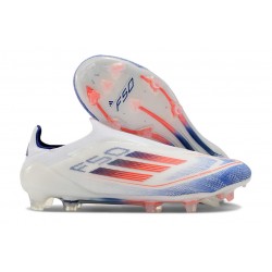 adidas F50 Elite Laceless FG Vit Blå Röd