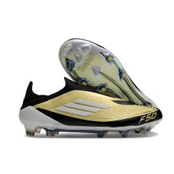 adidas F50 Elite Laceless FG Guld Svart Vit