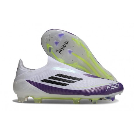 adidas F50 Elite Laceless FG X Messi Vit Svart Lila