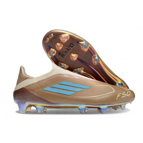 adidas F50 Elite Laceless FG Brun Vit Blå