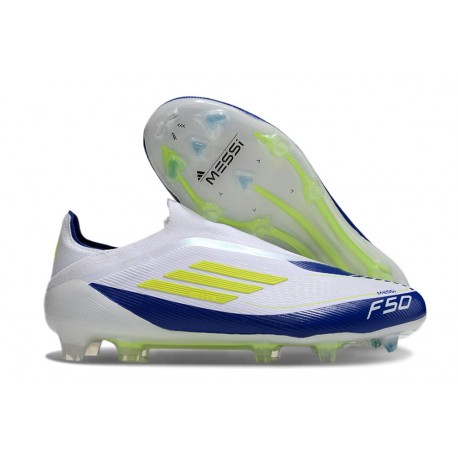 adidas F50 Elite Laceless FG Vit Blå Gul