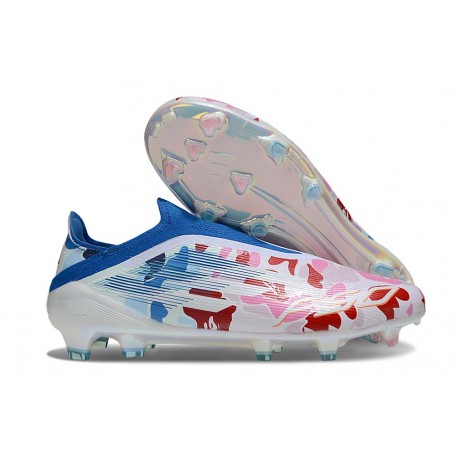 adidas F50 Elite Laceless FG Vit Rosa Blå